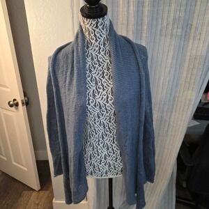 Wooden Ships Paola Buendia Open Front Knit Cardigan Womens M/L Blue Boho Grunge